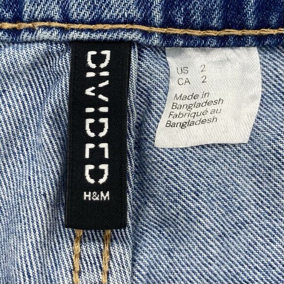 H&M Divided Women’s Size 2 Jeans Denim Button Zip Closure High Rise Blue Pockets - Picture 3 of 11